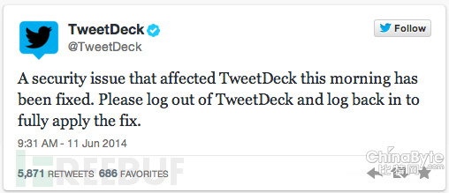 Twitter客户端TweetDeck爆漏洞 引发大规模XSS蠕虫